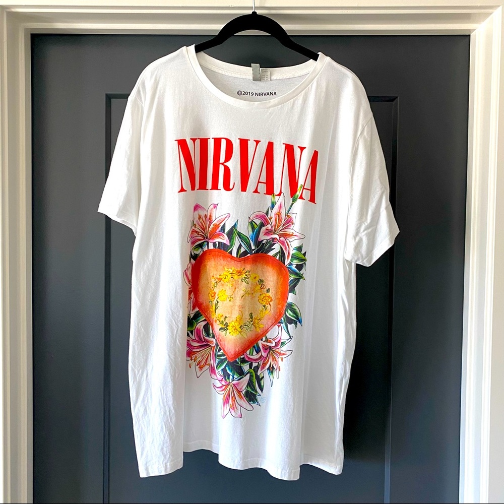 ASOS Curve white shirt with vintage Nirvana logo